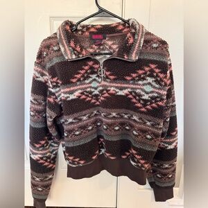 Rock and Roll Cowgirl Pullover Sherpa Zip Up Aztec Western